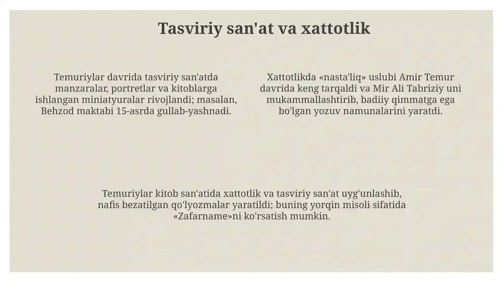 Temuriylar madaniyatining merosi 4