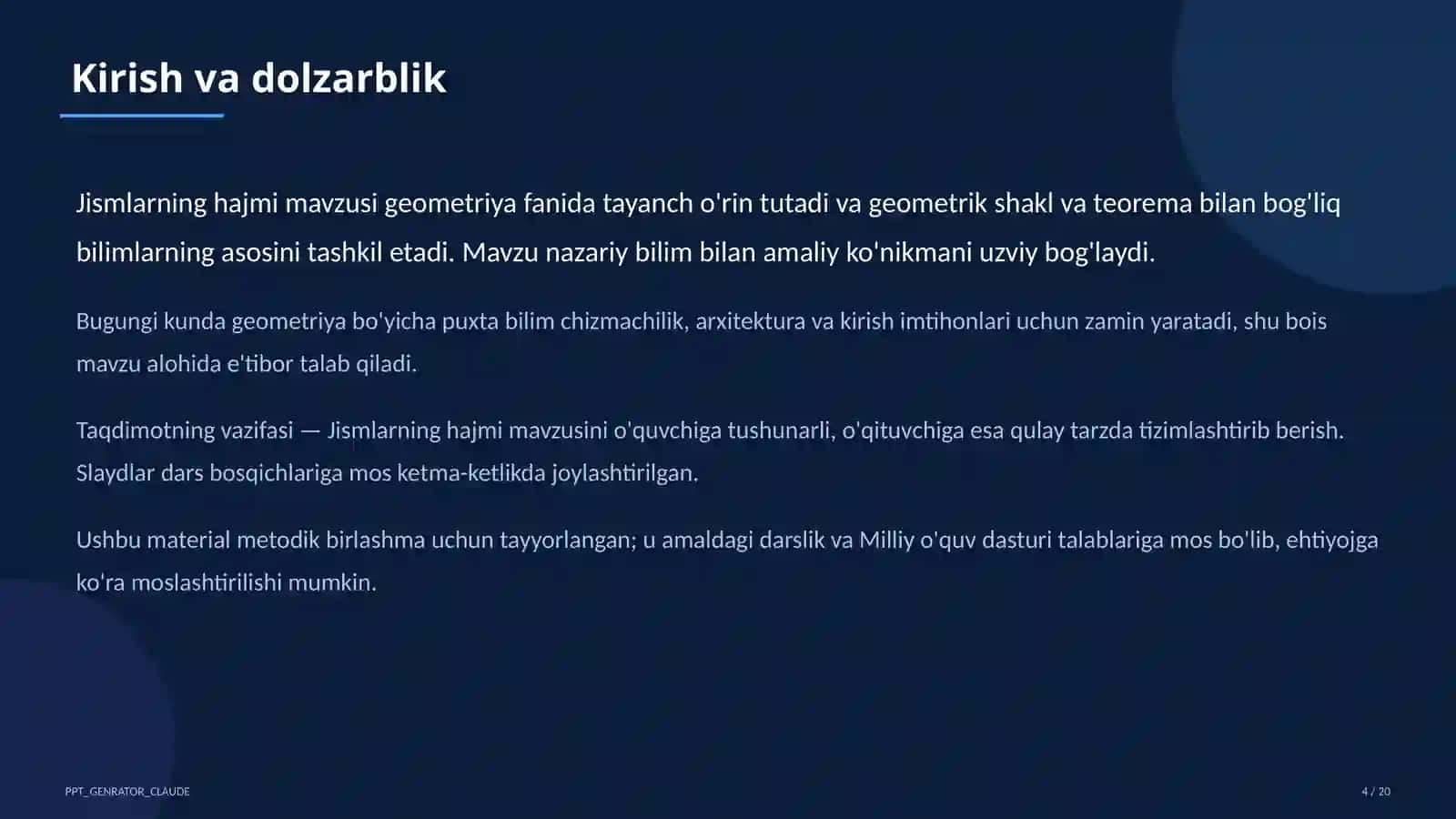 Jismlarning hajmi (11-sinf) 4