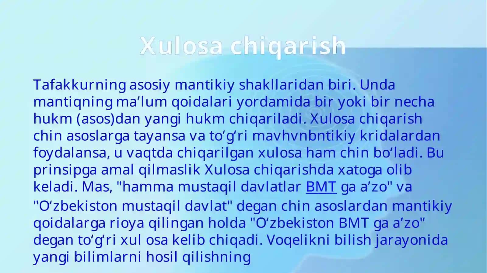 Xulosa chiqarishning tuzilishi 4