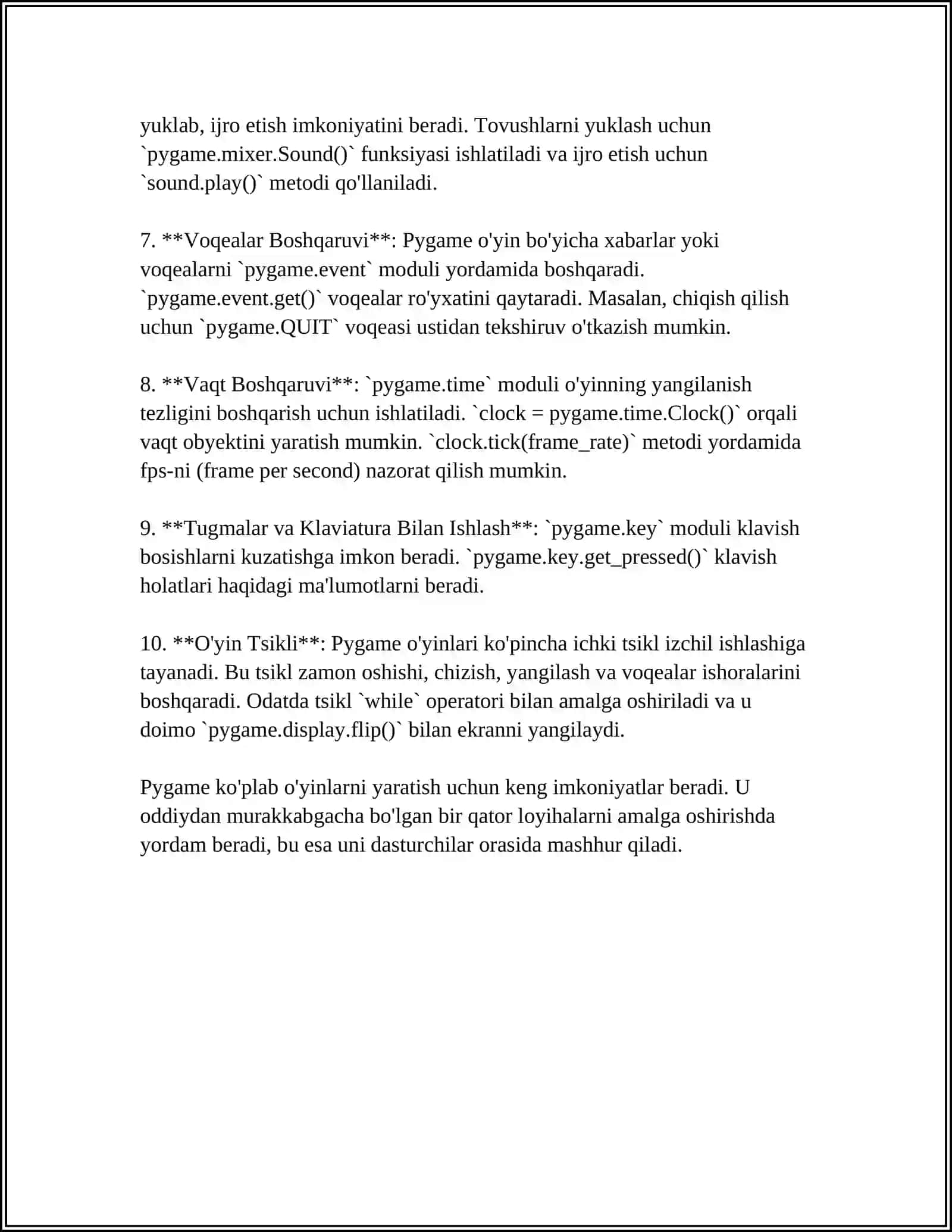PYGAME VA PYGAME KUTUBXONASI 4