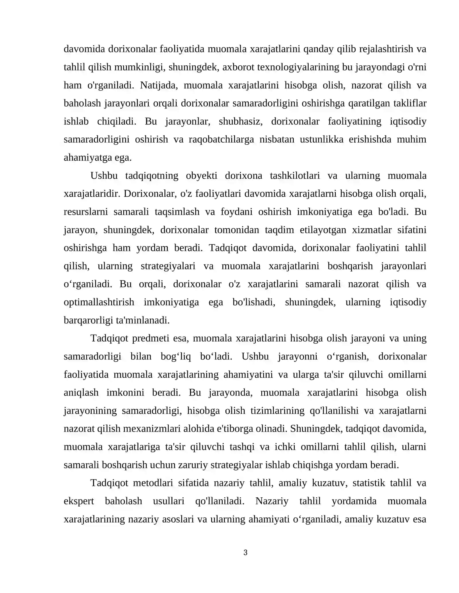 Dorixona tashkilotining muomala xarajatlarini hisobga olish 4