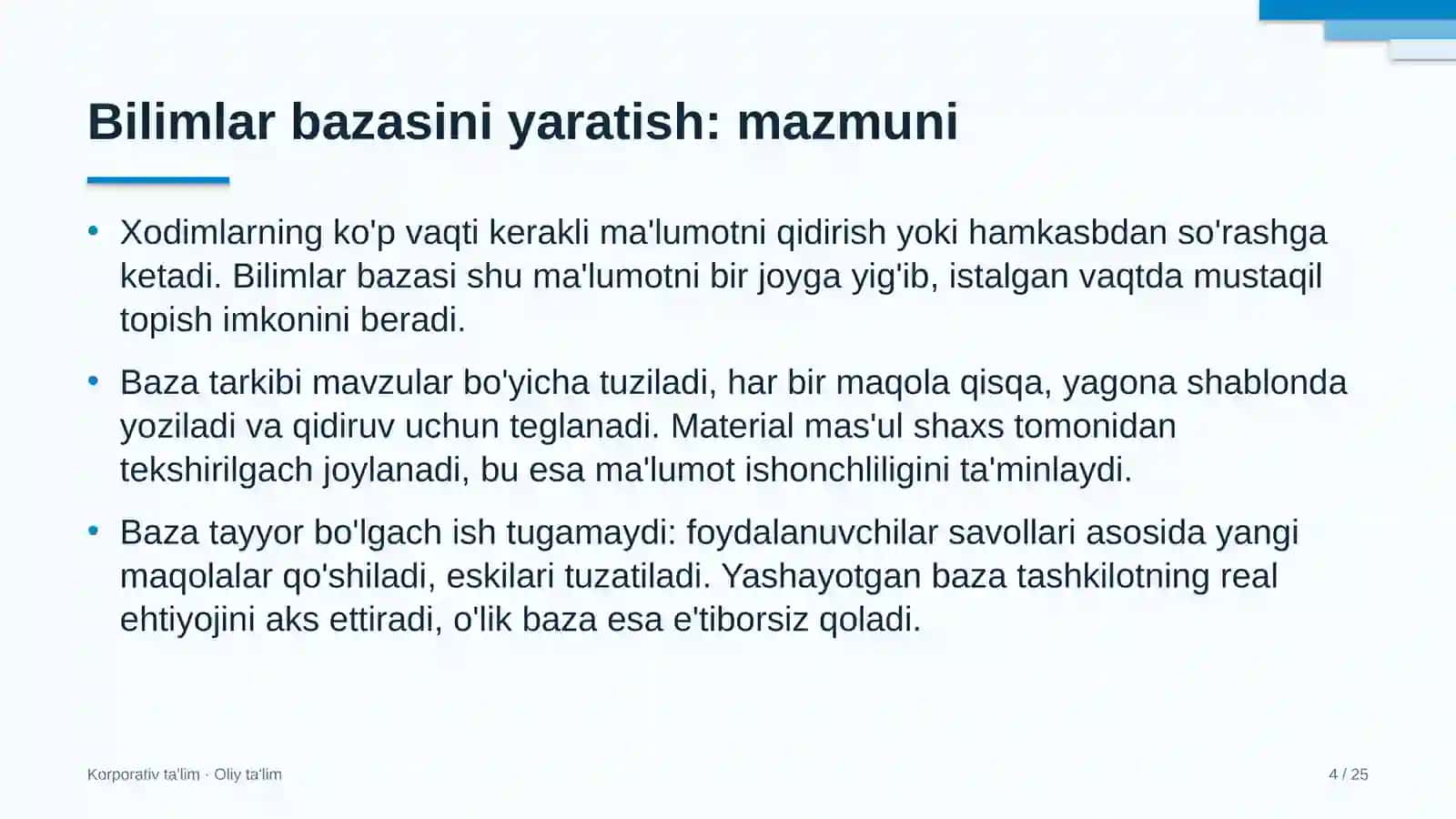 Bilimlar bazasini yaratish: mohiyati 4
