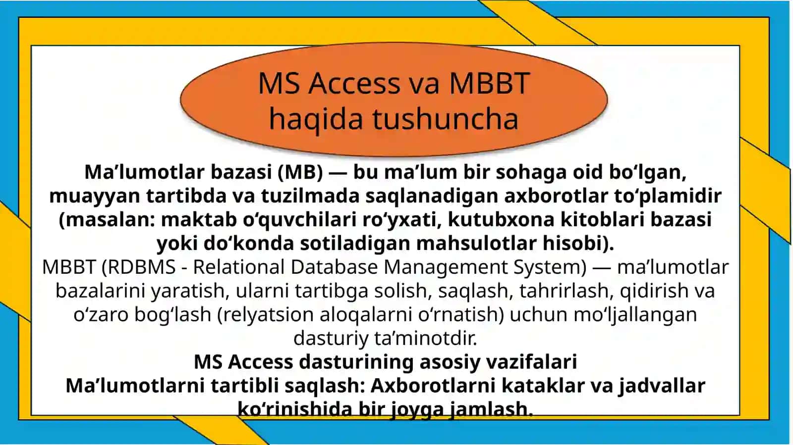 Access dasturi va ma'lumotlar bazasi boshqarish 4