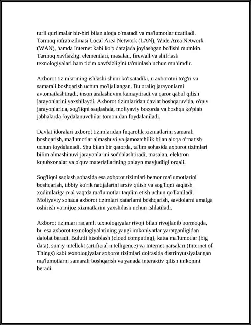 Axborot tizimlari 4