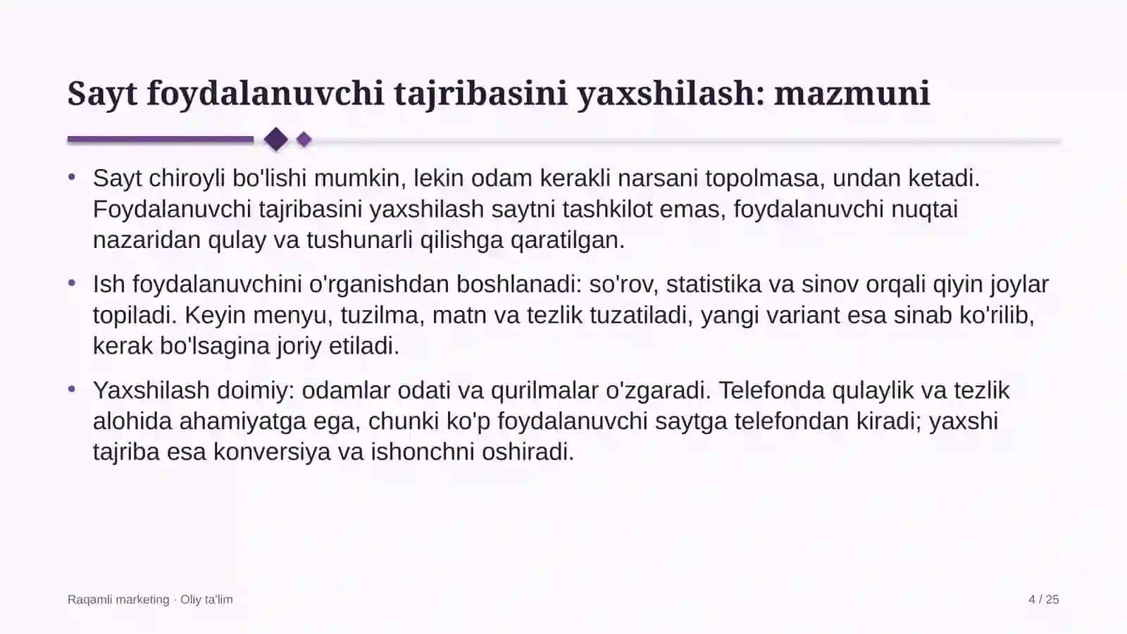 Raqamli marketing · Oliy ta'lim 4