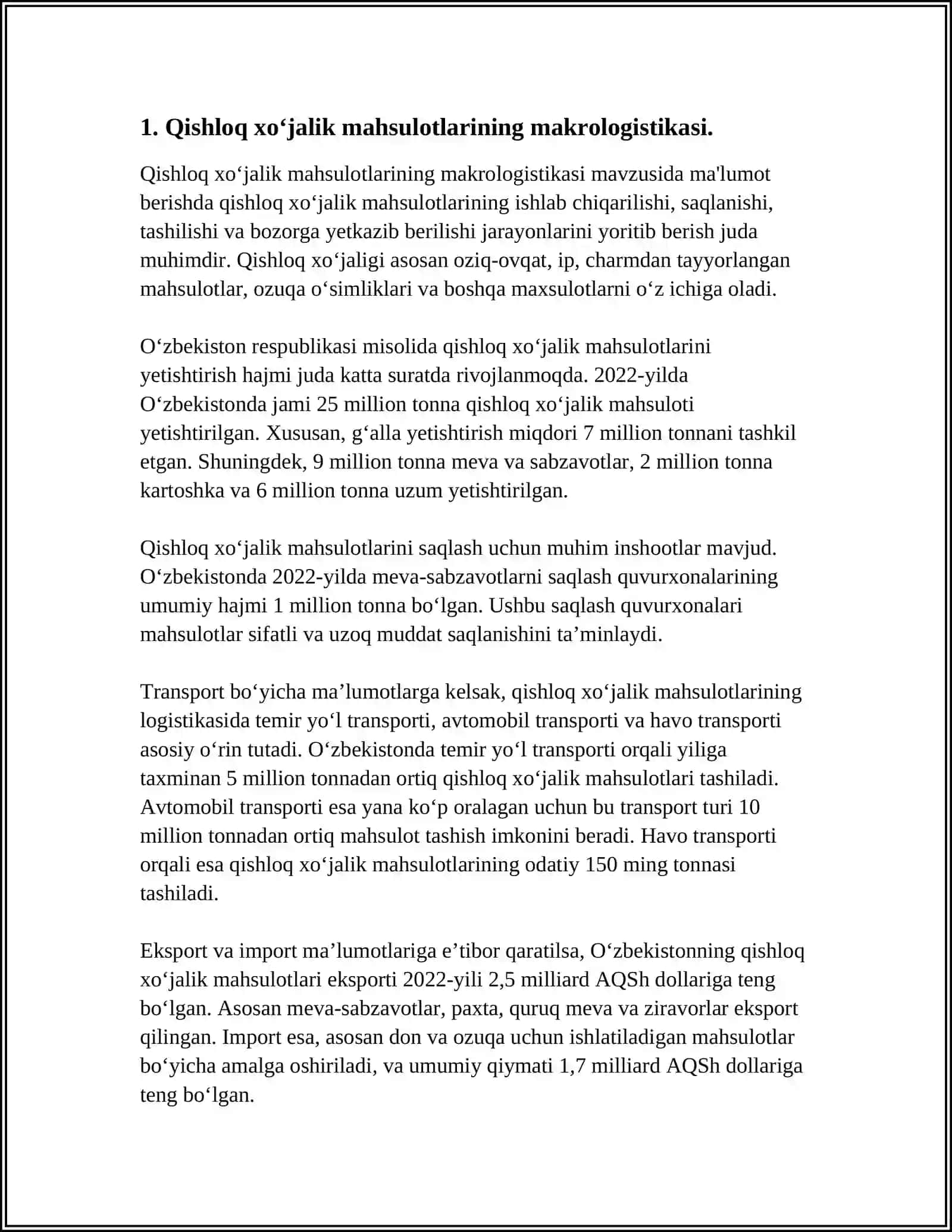 QISHLOQ XO 'JALIGIDA MAKROLOGISTIK VA MIKROLOGISTIK TIZIM 4