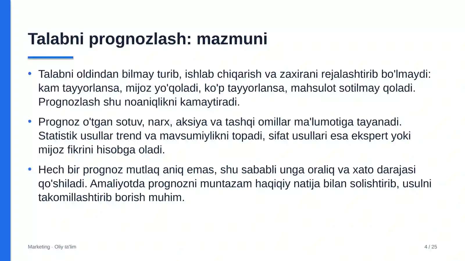 Sayyohlik agentliklarida talabni prognozlash 4