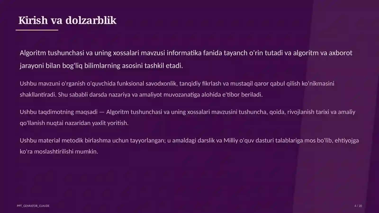 Algoritm tushunchasi va uning xossalari (6-sinf) 4