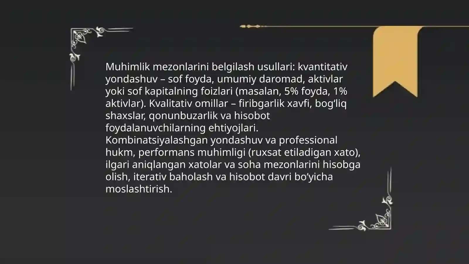 Auditda muhimlik va risk darajalarini aniqlash 4