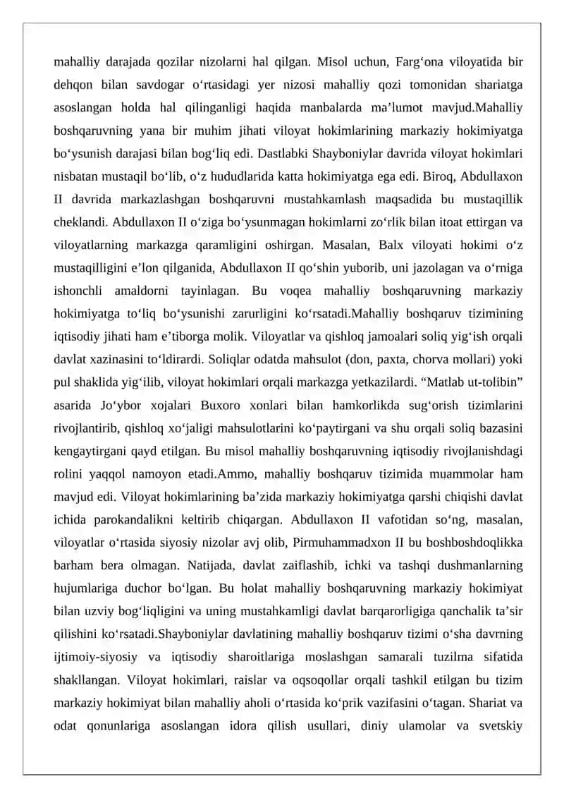 Shayboniylar Davlatining Mahalliy Boshqaruv Tizimi 4