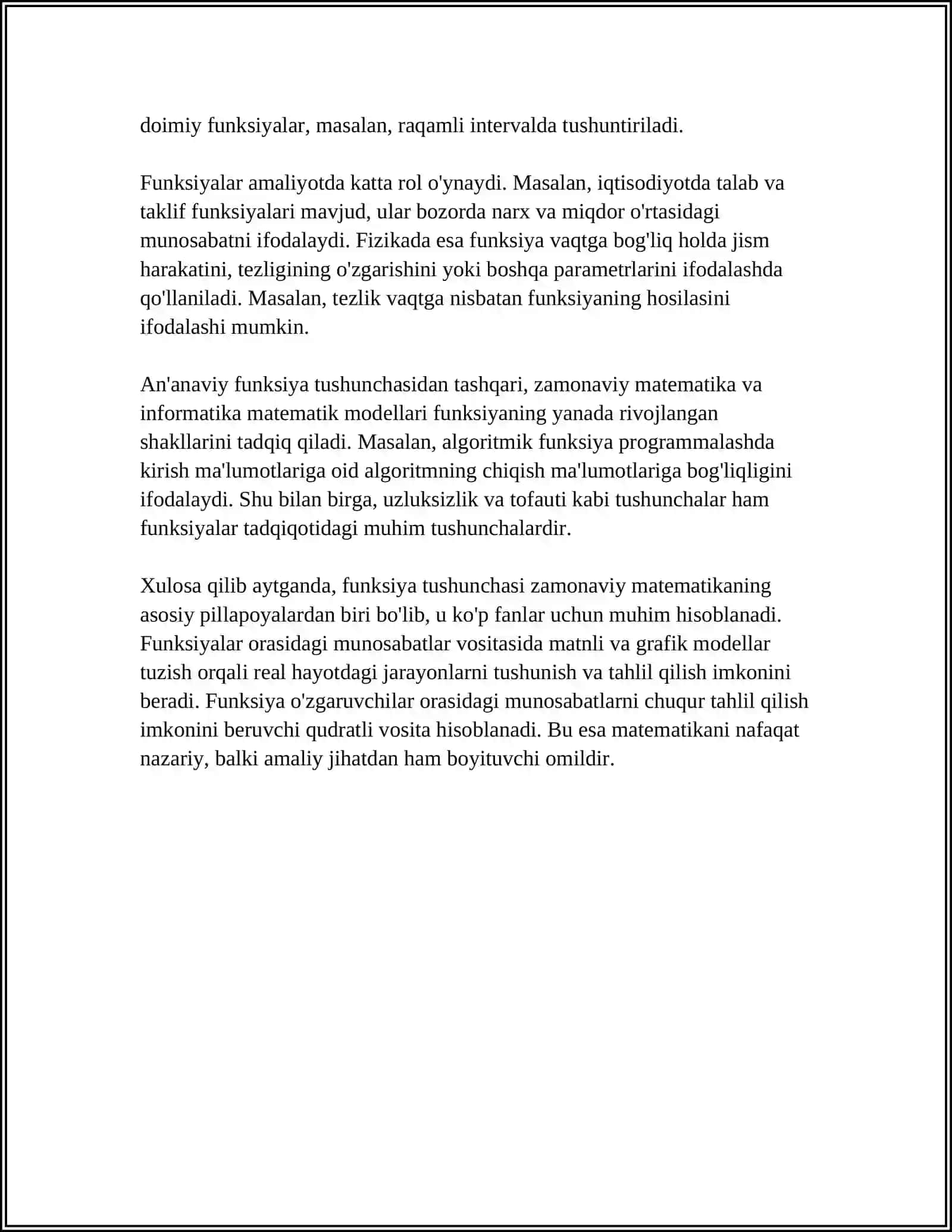 FUNKSIYA VA UNING LIMIT 4