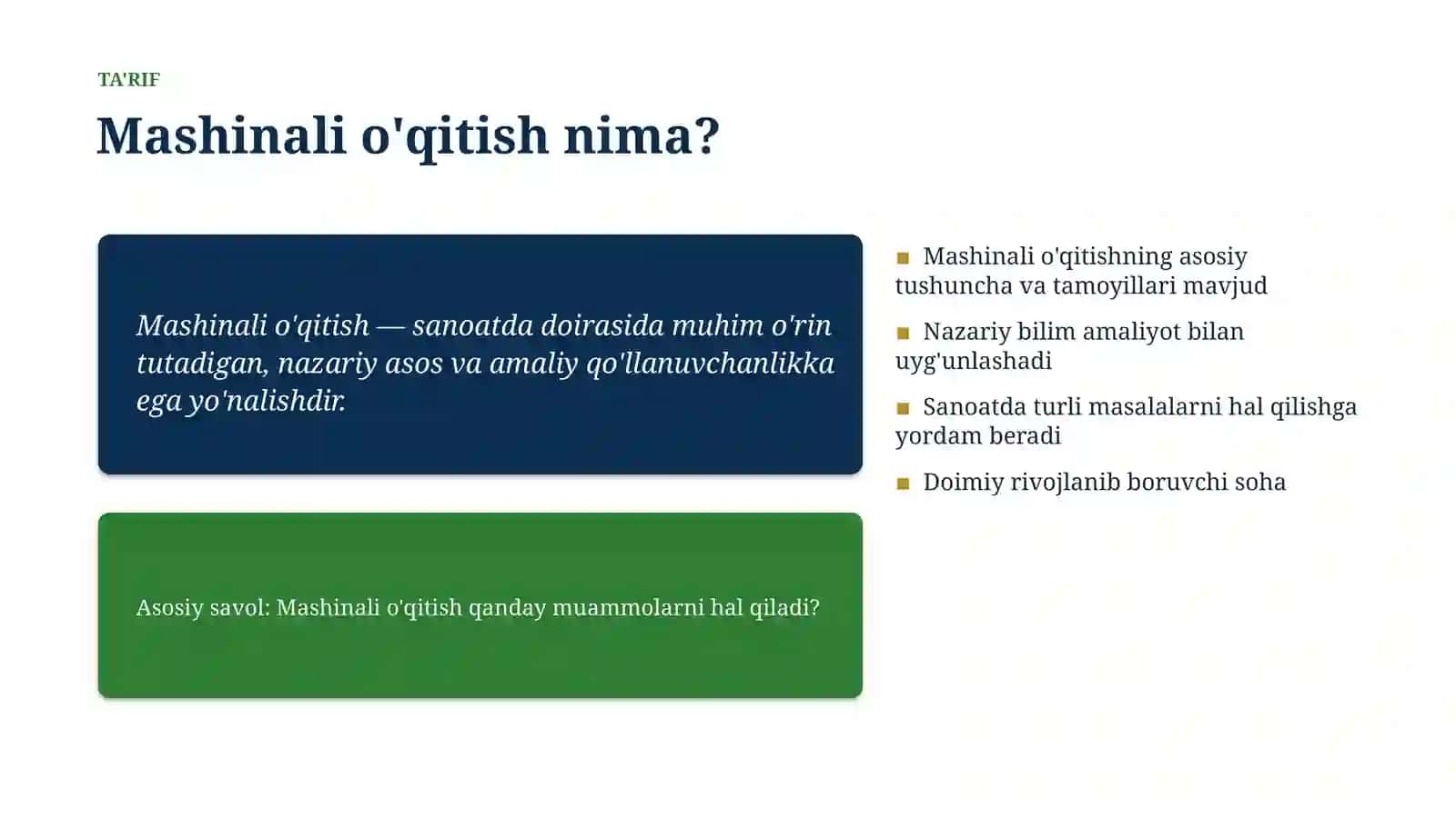 Mashinali o'qitish 4