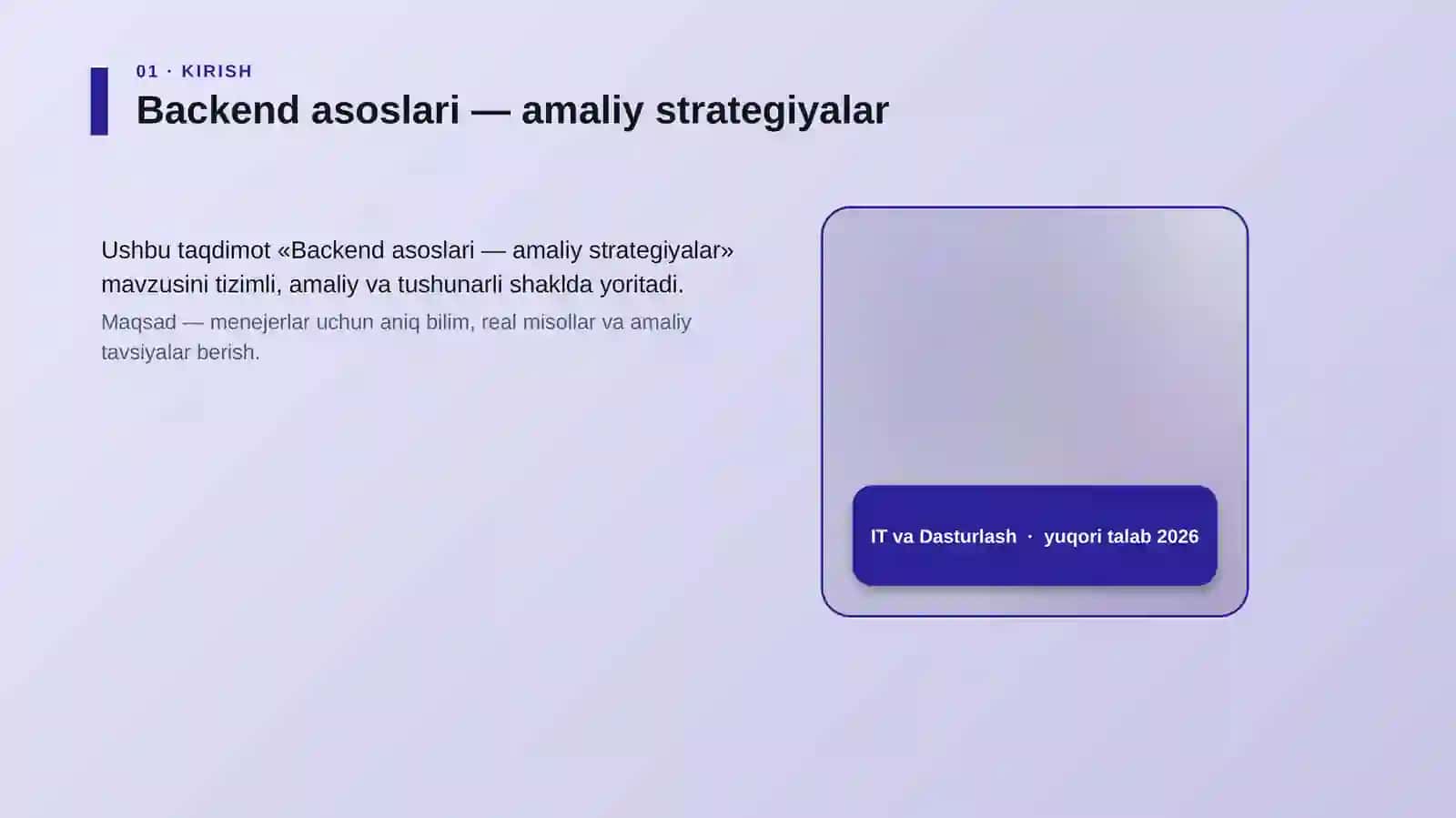 Backend asoslari — amaliy strategiyalar 4