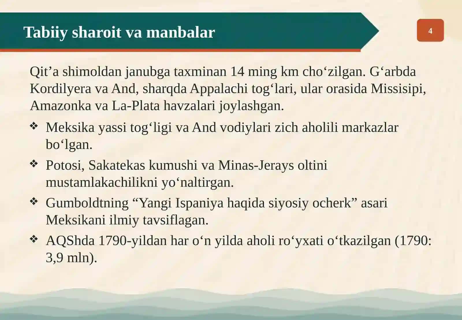 Yangi davrda Shimoliy va Lotin Amerikasi tarixiy geografiyasi 4