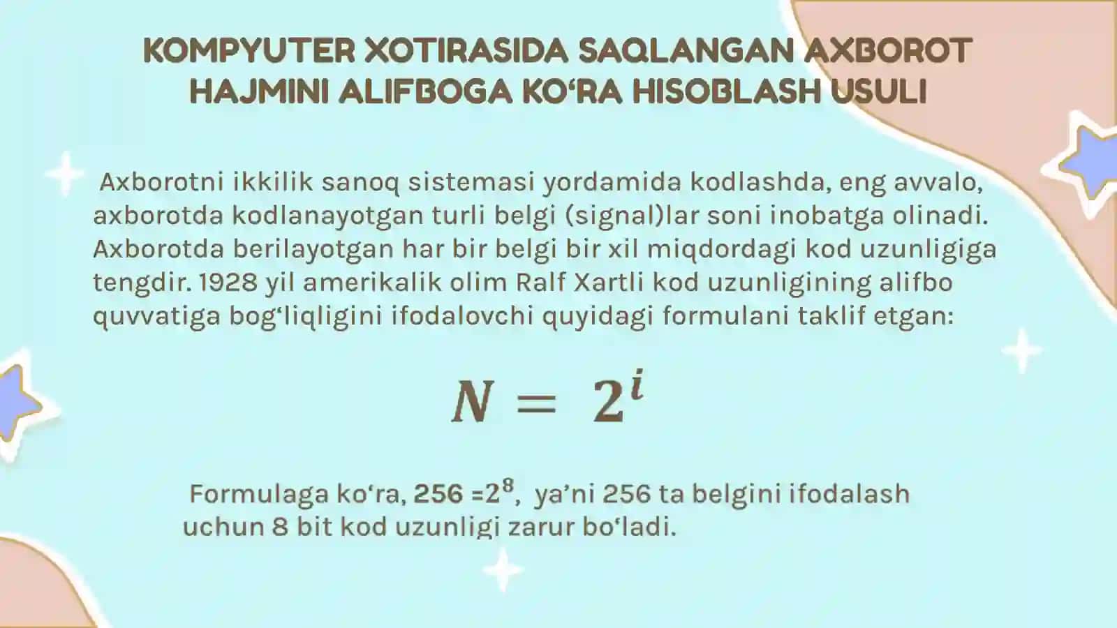 AXBOROT HAJMINI O‘LCHASH 4