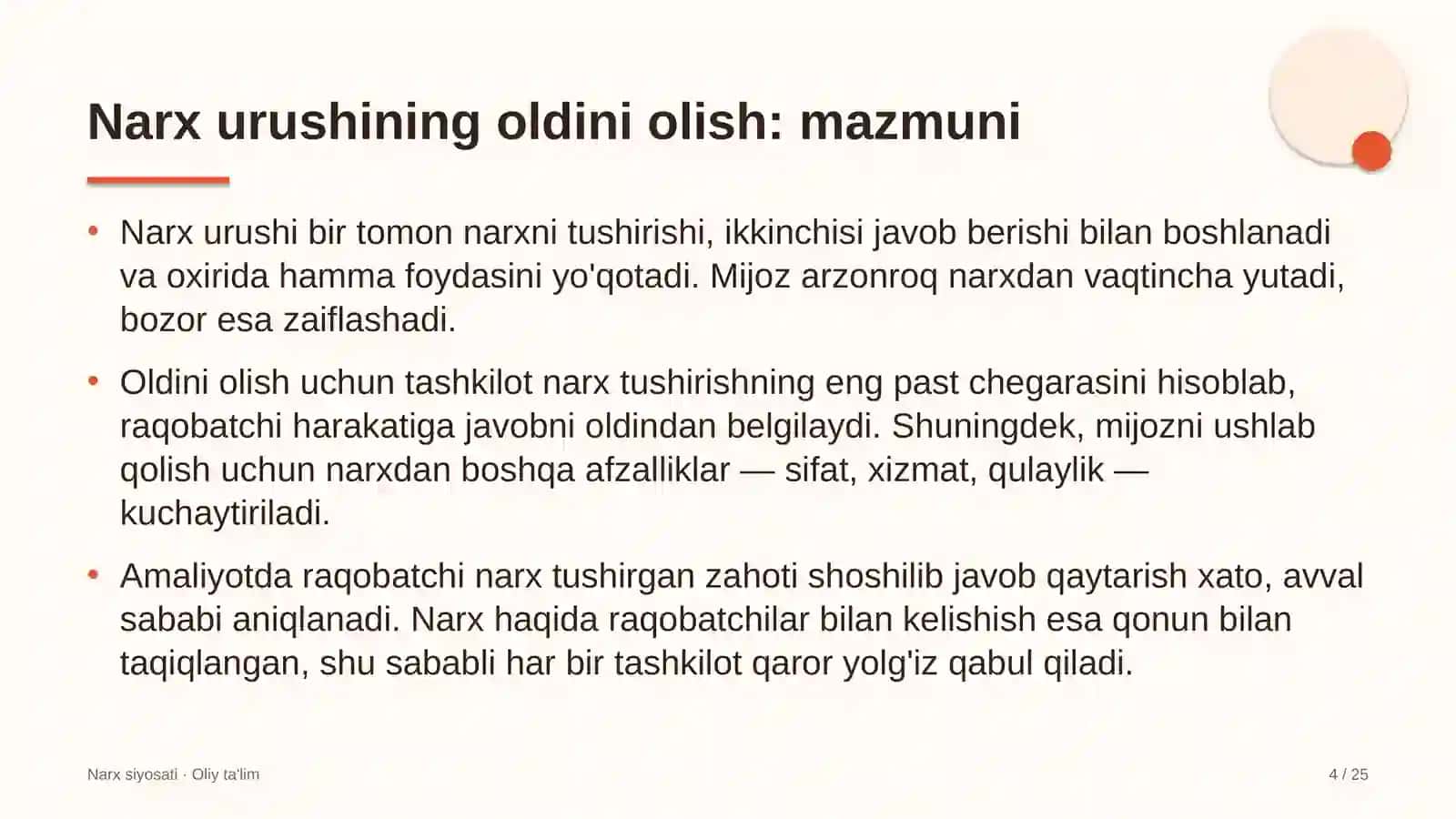 Harbiy ta'lim muassasalarida narx urushining oldini olish 4