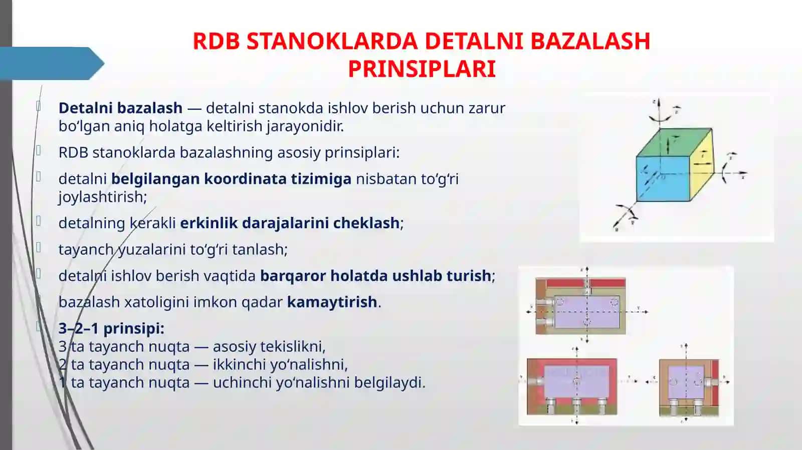 RDB STANOKLARDA DETALNI BAZALASH TALABLARI 4