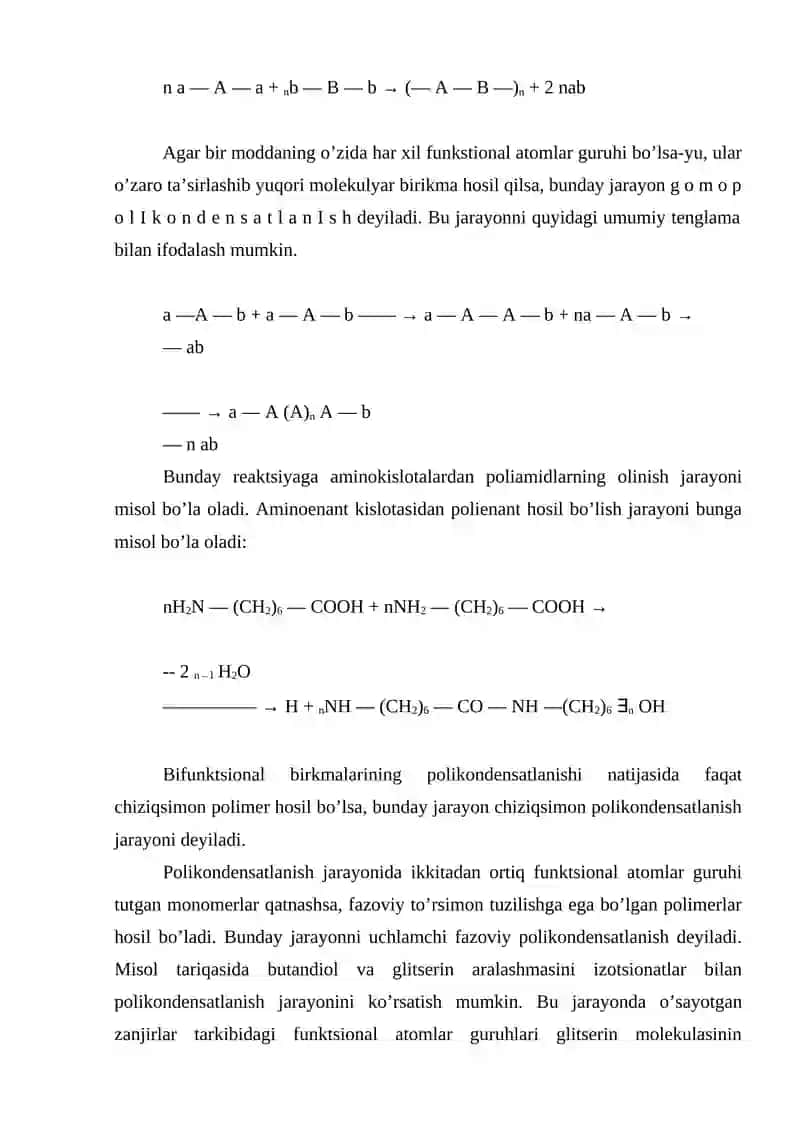 Polikondensatlanish reaktsiyalari 4