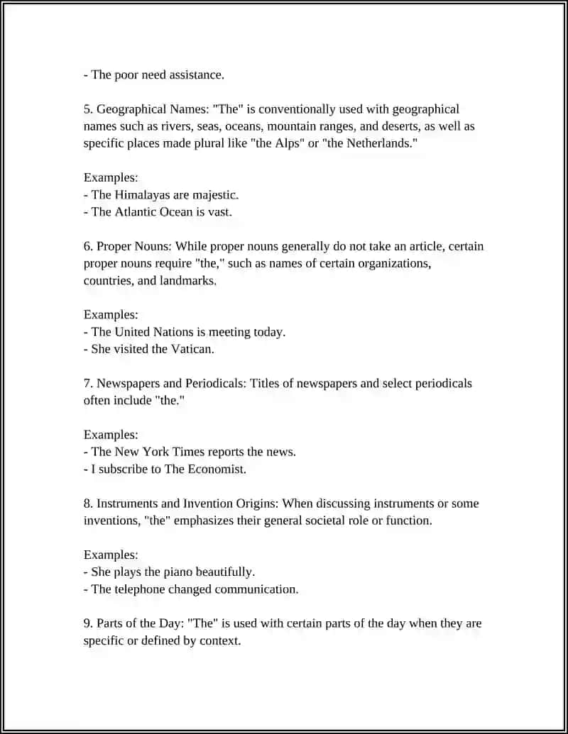 Definite article "the" - uses and rules 4