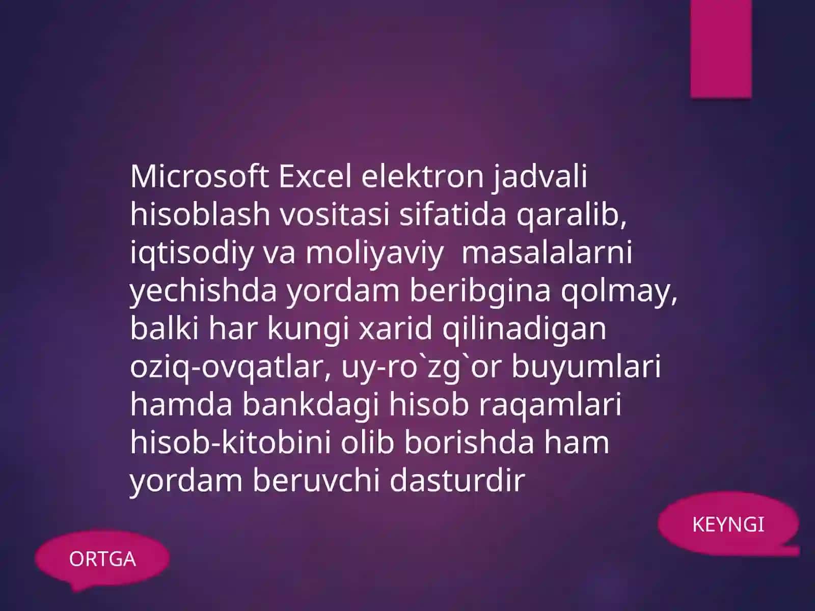 Micrasoft Excel dasturi 4