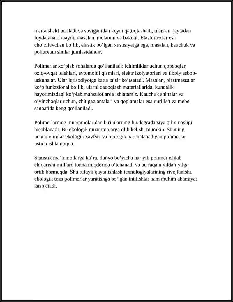 POLIMERLAR VA PLASMASSALAR 4