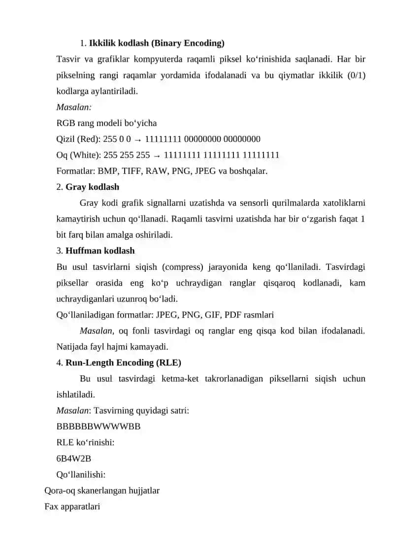 Berilganlarni kodlash usullari 4