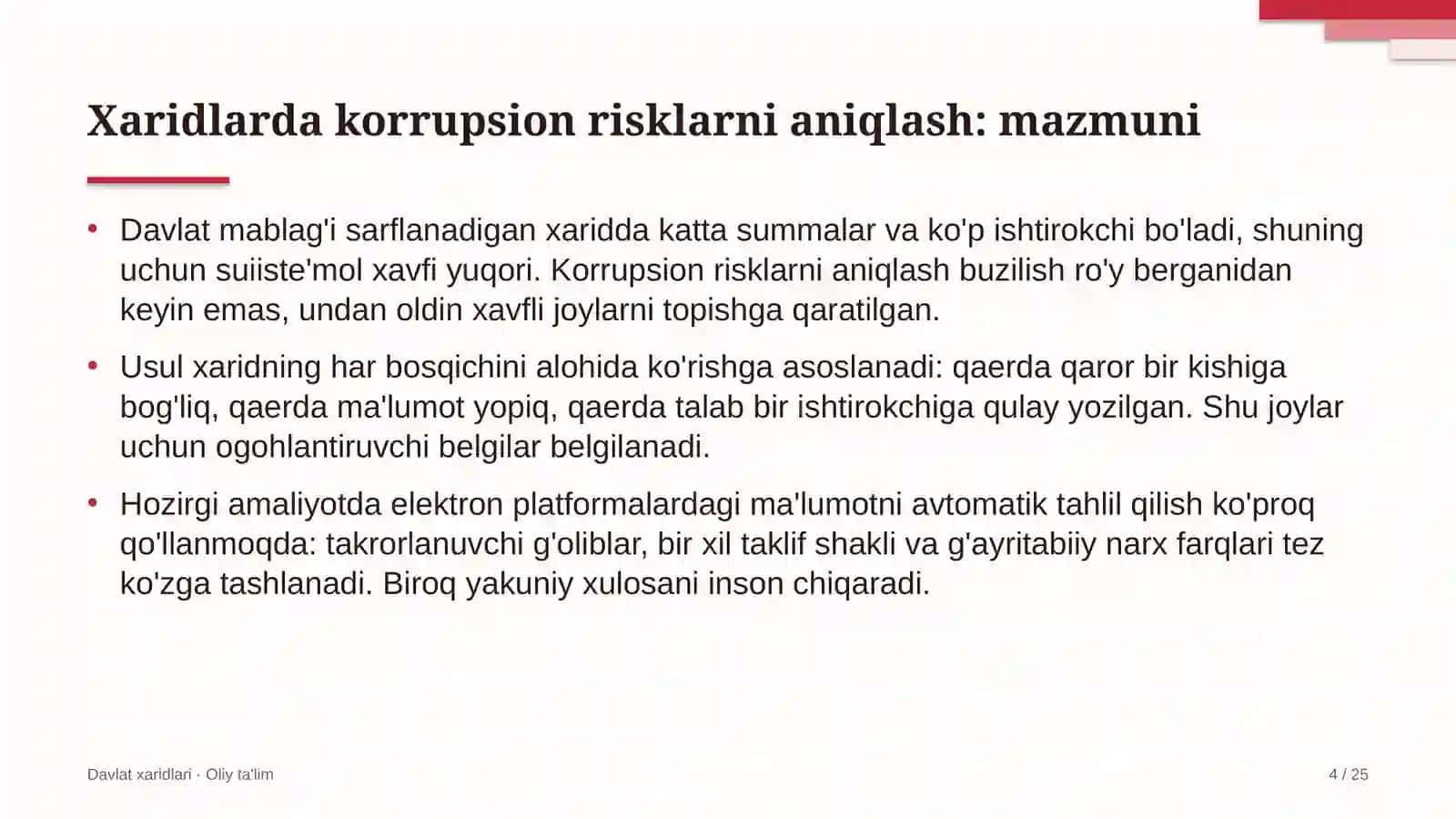 Kasaba uyushmalarida xaridlarda korrupsion risklarni aniqlash 4