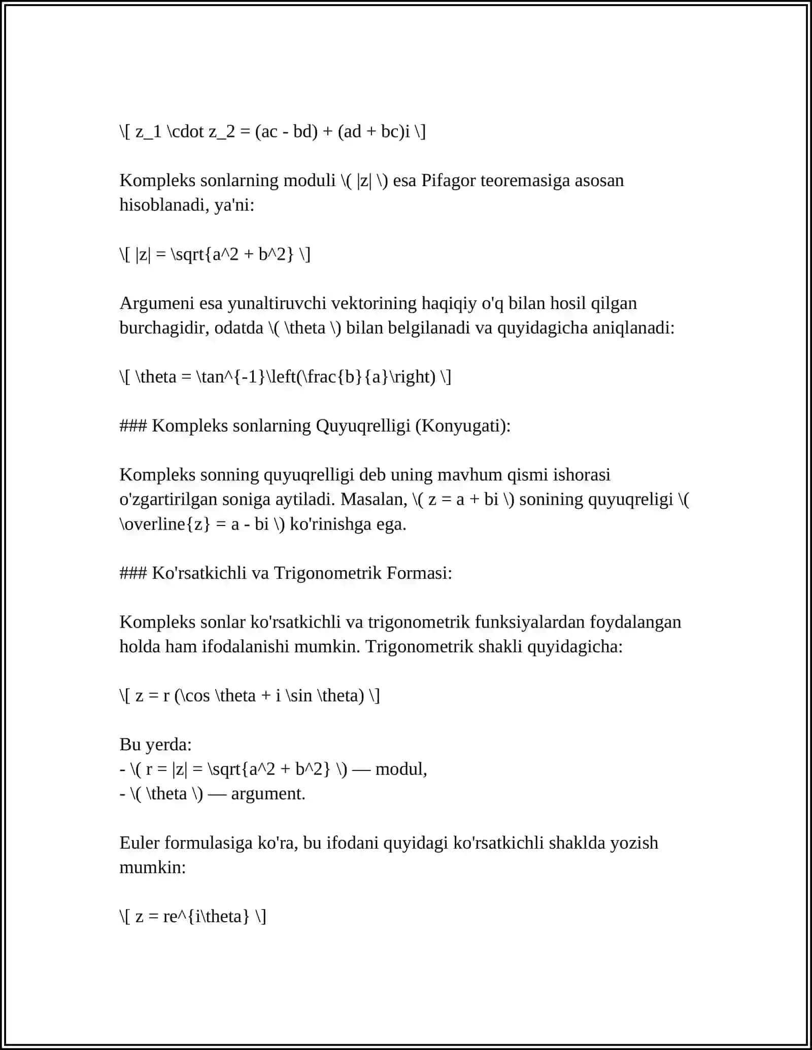 Kompleks Sonlar 4