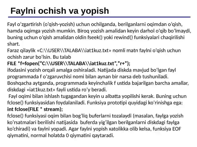 C++ tilida fayldan o‘qish-yozish funksiyalari 4