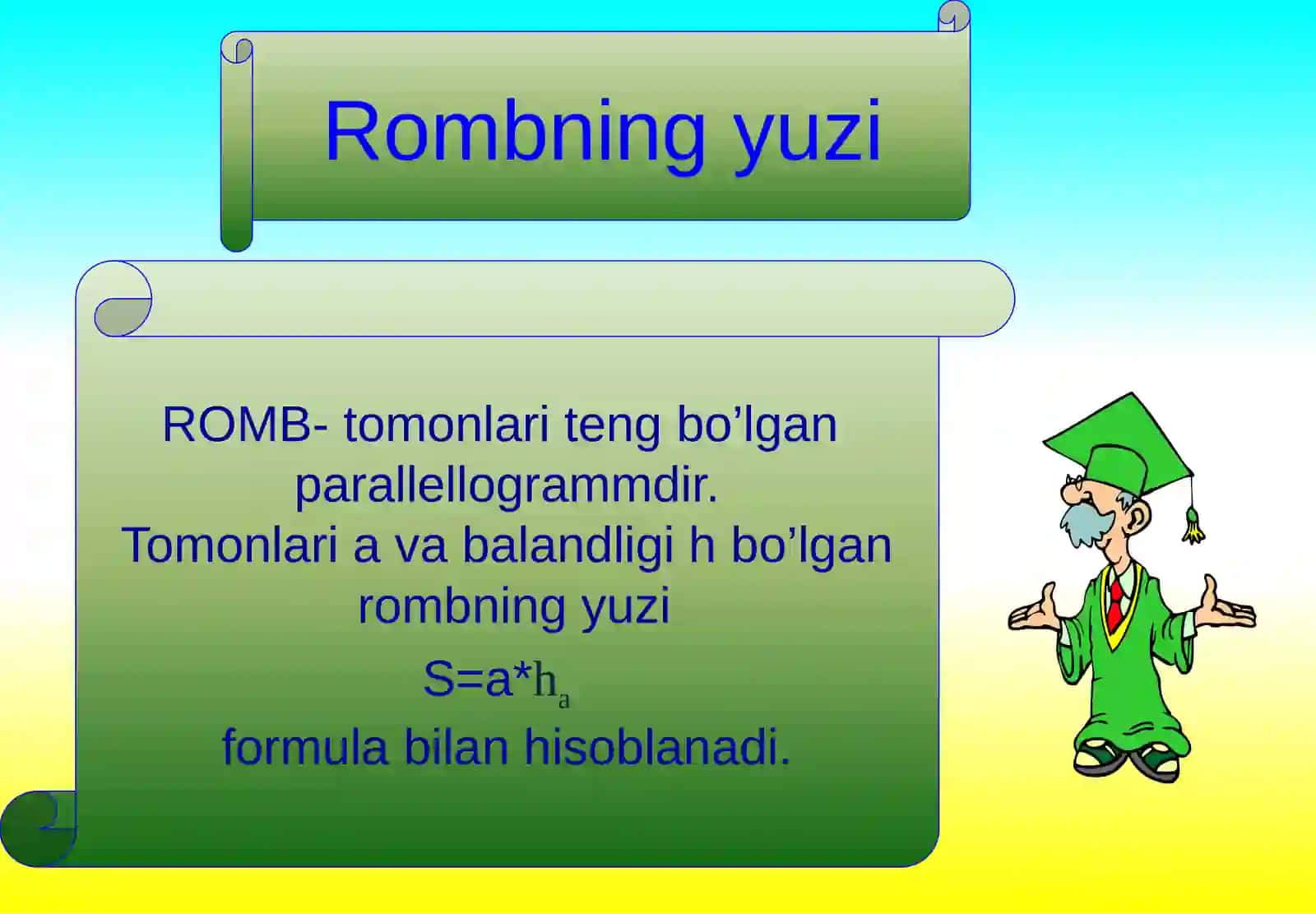 8-sinf Geometriya. Romb va trapetsiyaning yuzi 4