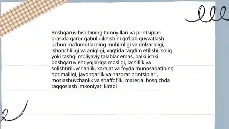Boshqaruv hisobining konseptual asoslari va asosiy tamoyillari 4