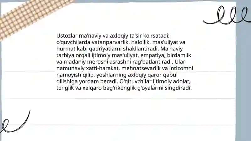 O'qituvchining jamiyatda tutgan o'rn 4