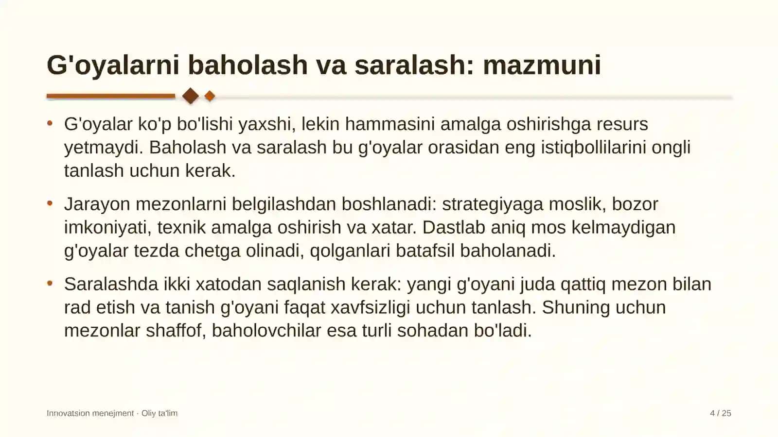 Folklor jamoalarida g'oyalarni baholash va saralash 4