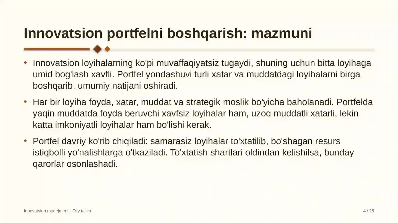 Innovatsion Menejment · Oliy Ta'lím 4