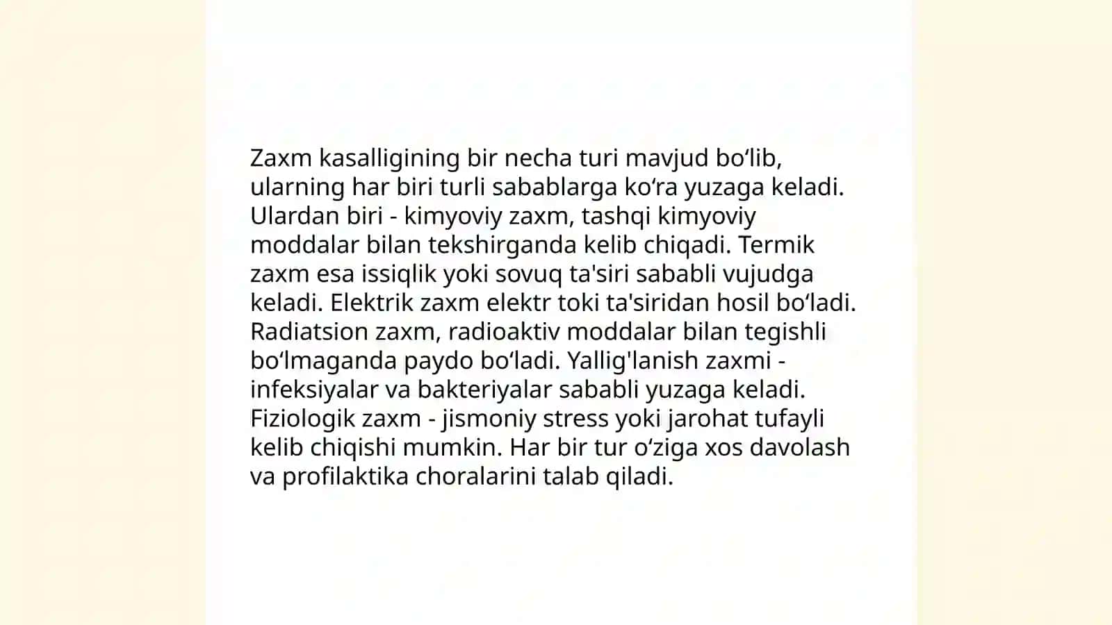 Zaxm kassalligi 4