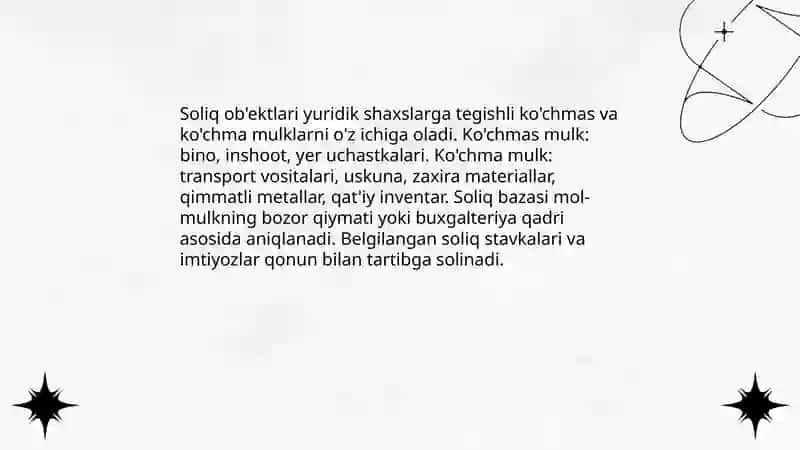 Yuridik shaxslardan olinadigan mol mulk soliĝi 4