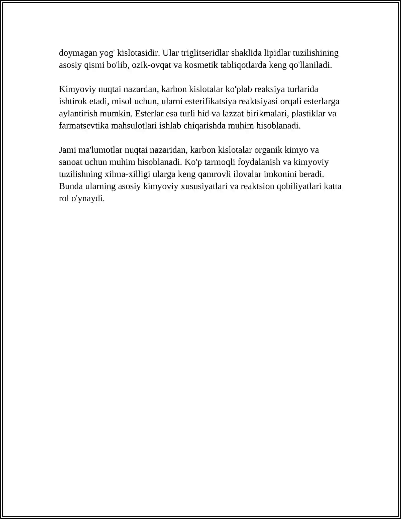 Karbon Kislotalar va Ularning Ahamiyati 4