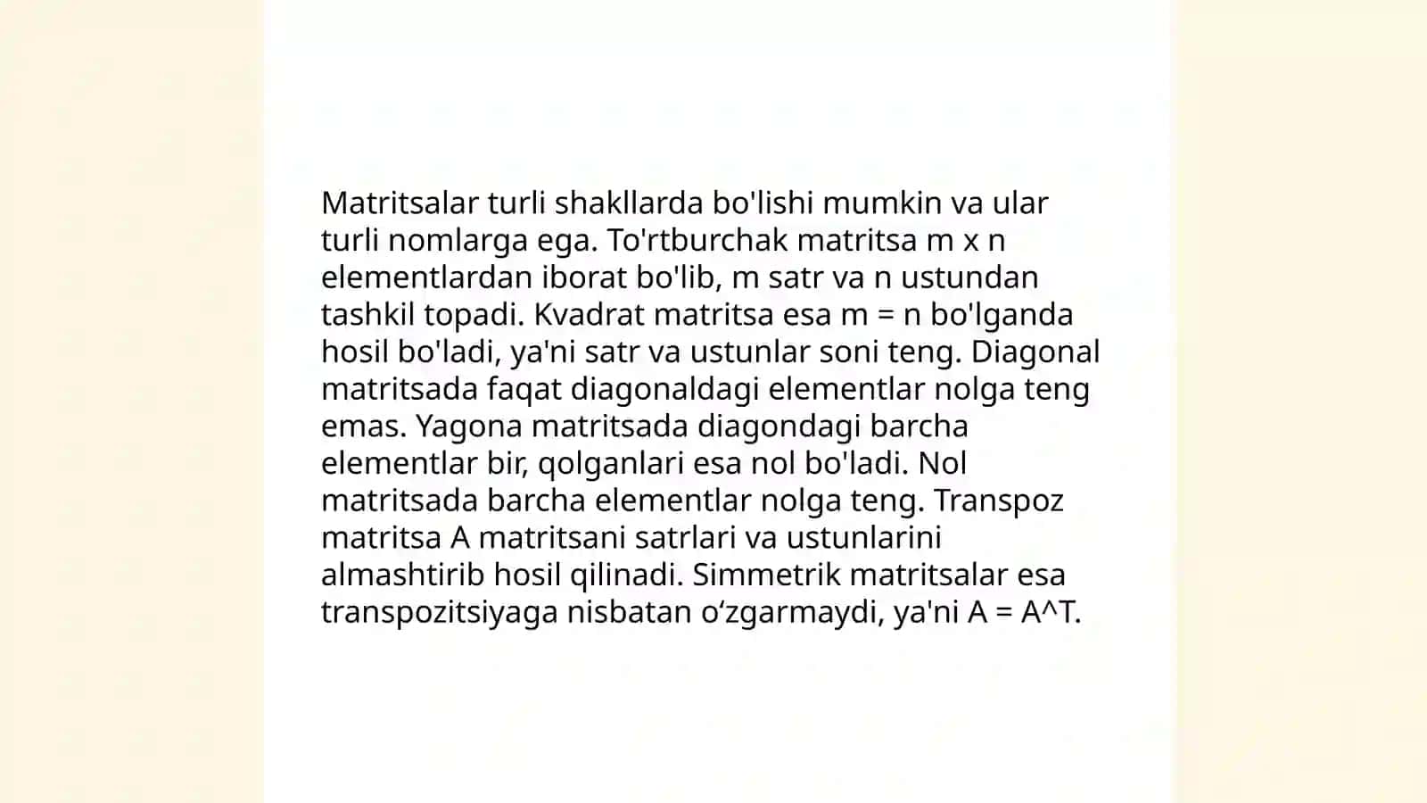 Matritsa va ular ustida amallar 4