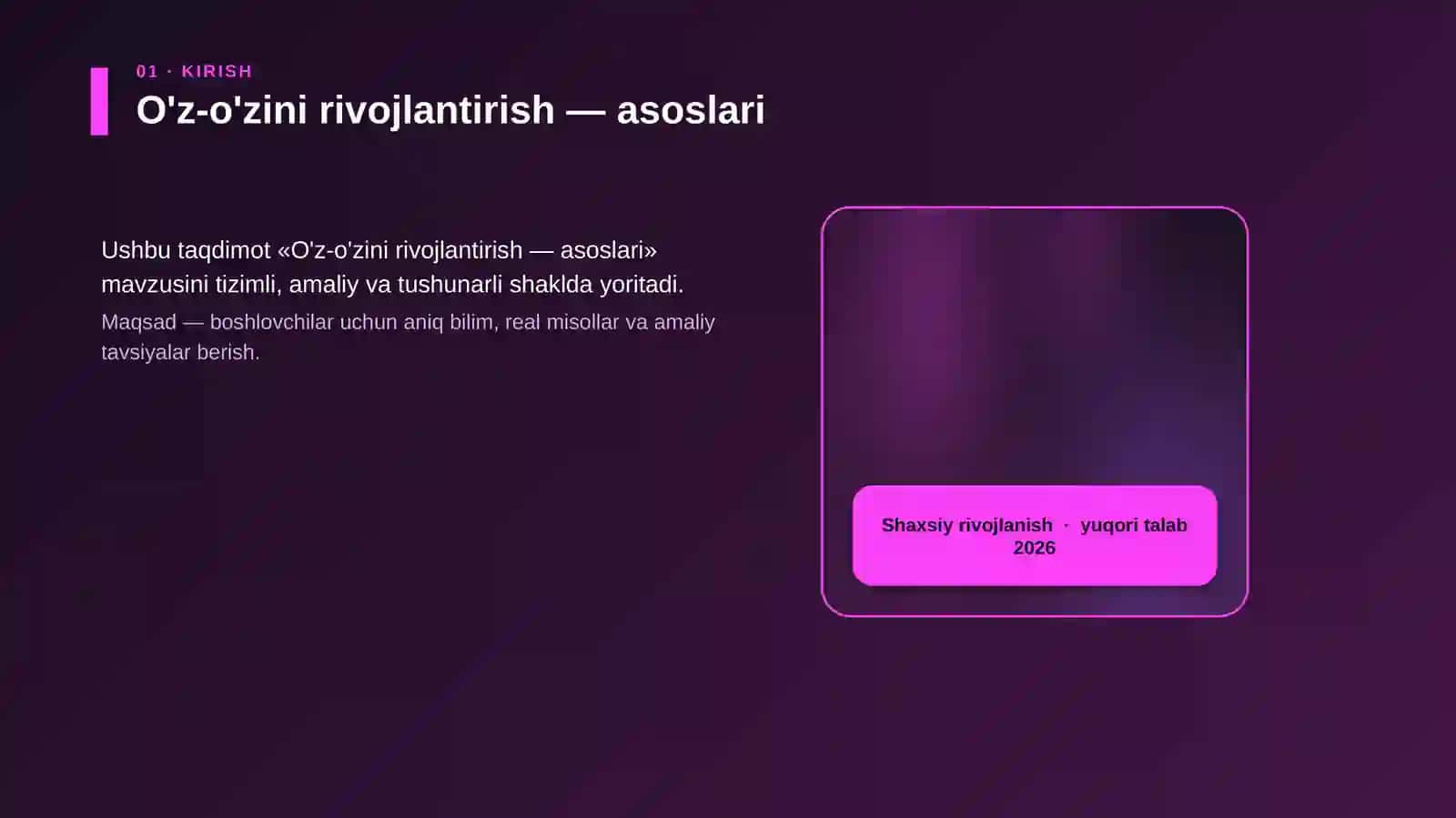 O'z-o'zini rivojlantirish — asoslari 4