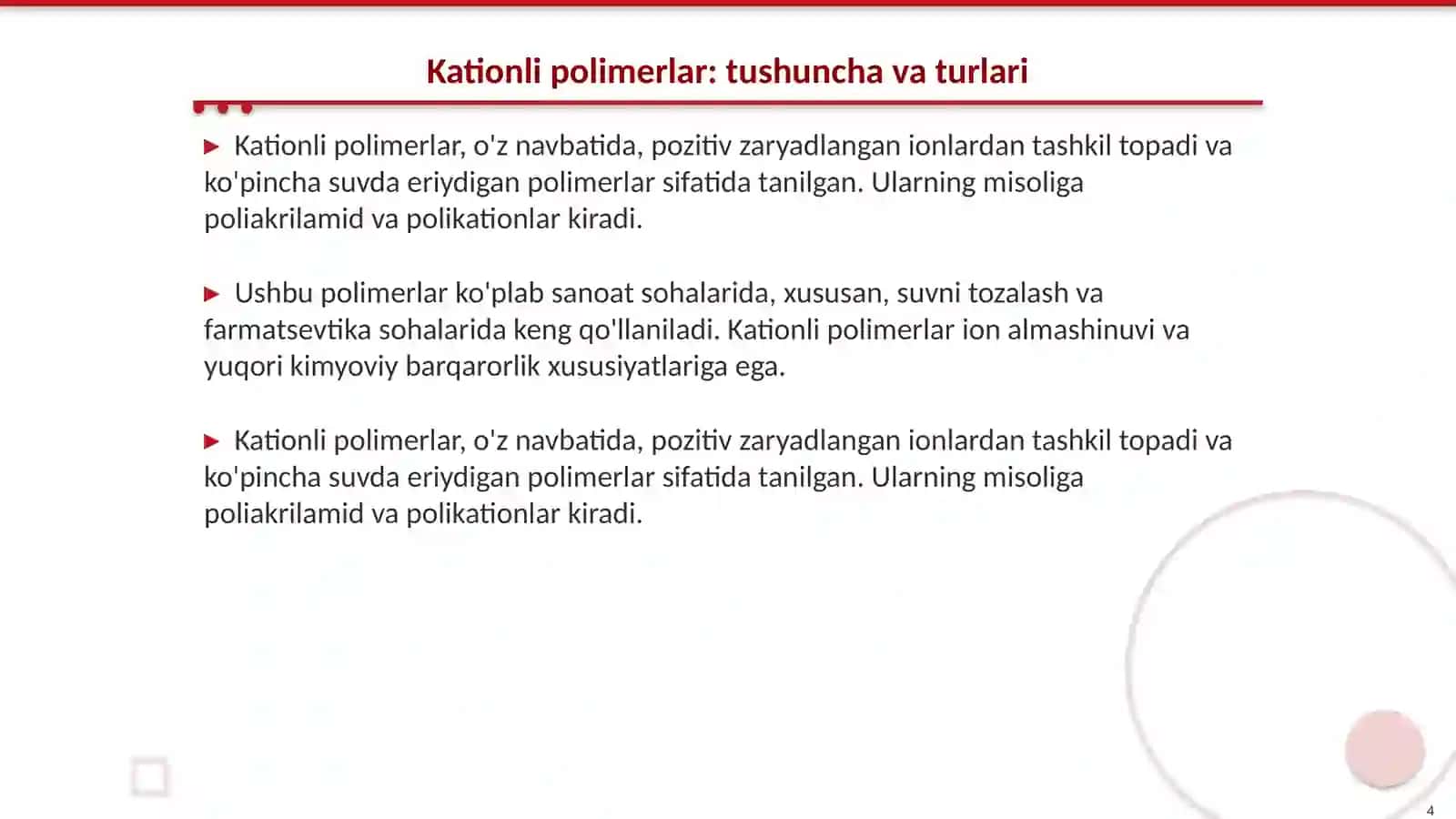 Polimerlar va ularning xususiyatlari 4