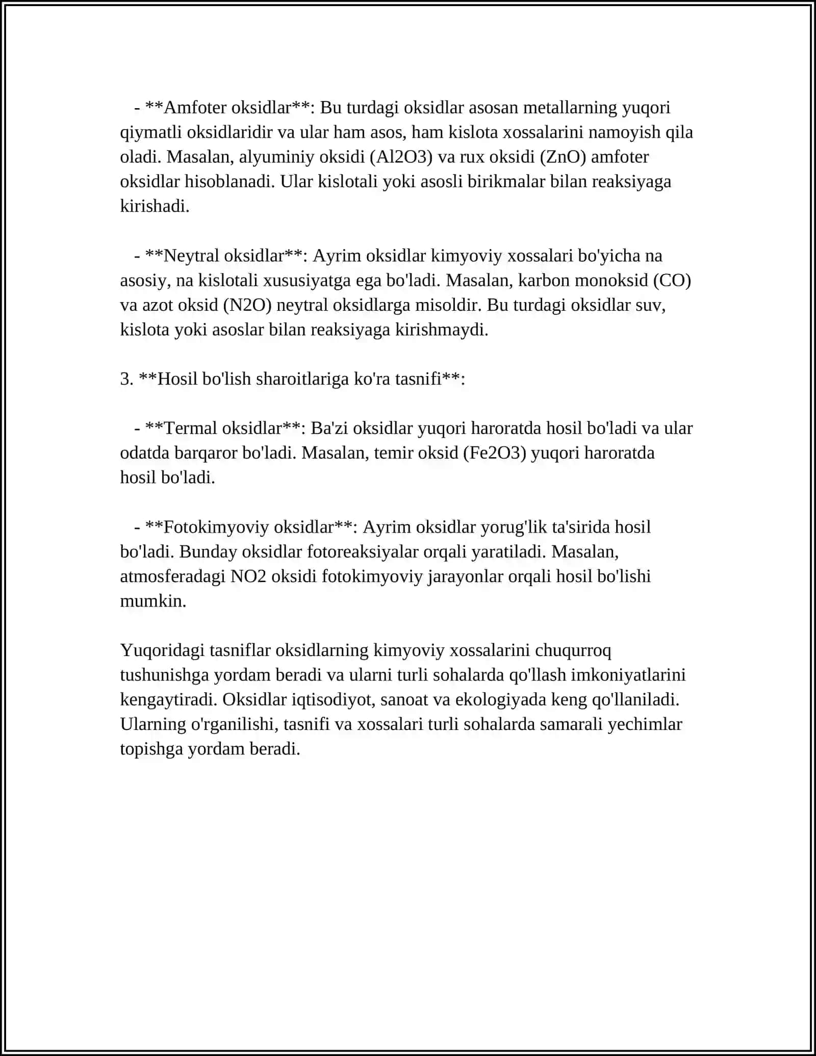 OKSIDLAR VA ULARNING XOSSALARI 4