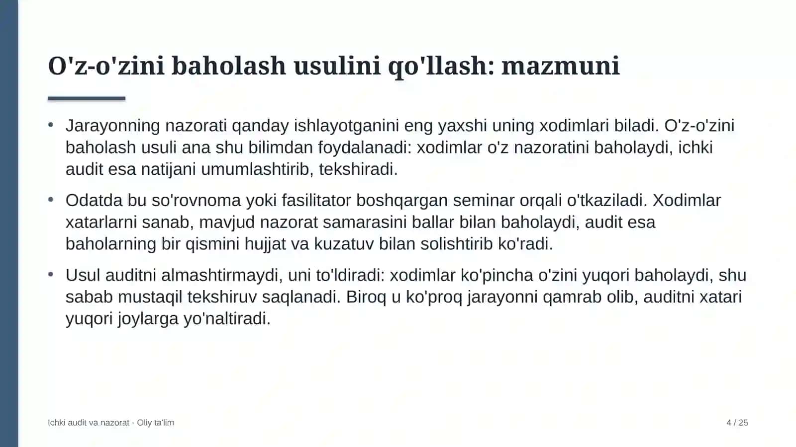 Ichki Audit va Nazorat · Oliy Ta'lim 4