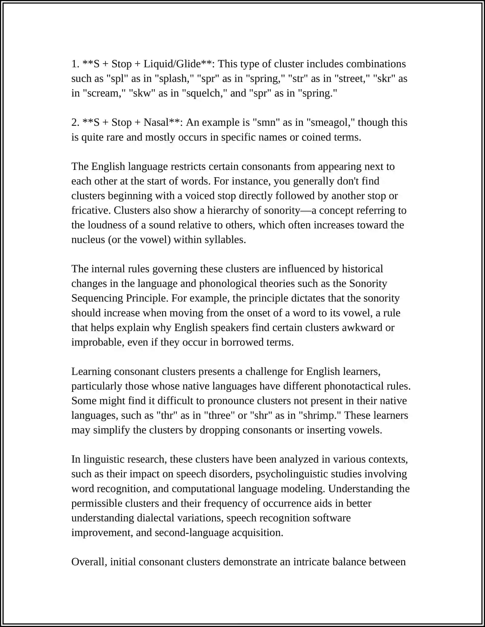 CONSONANT CLUSTER, LETTER COMBINATIONS 4