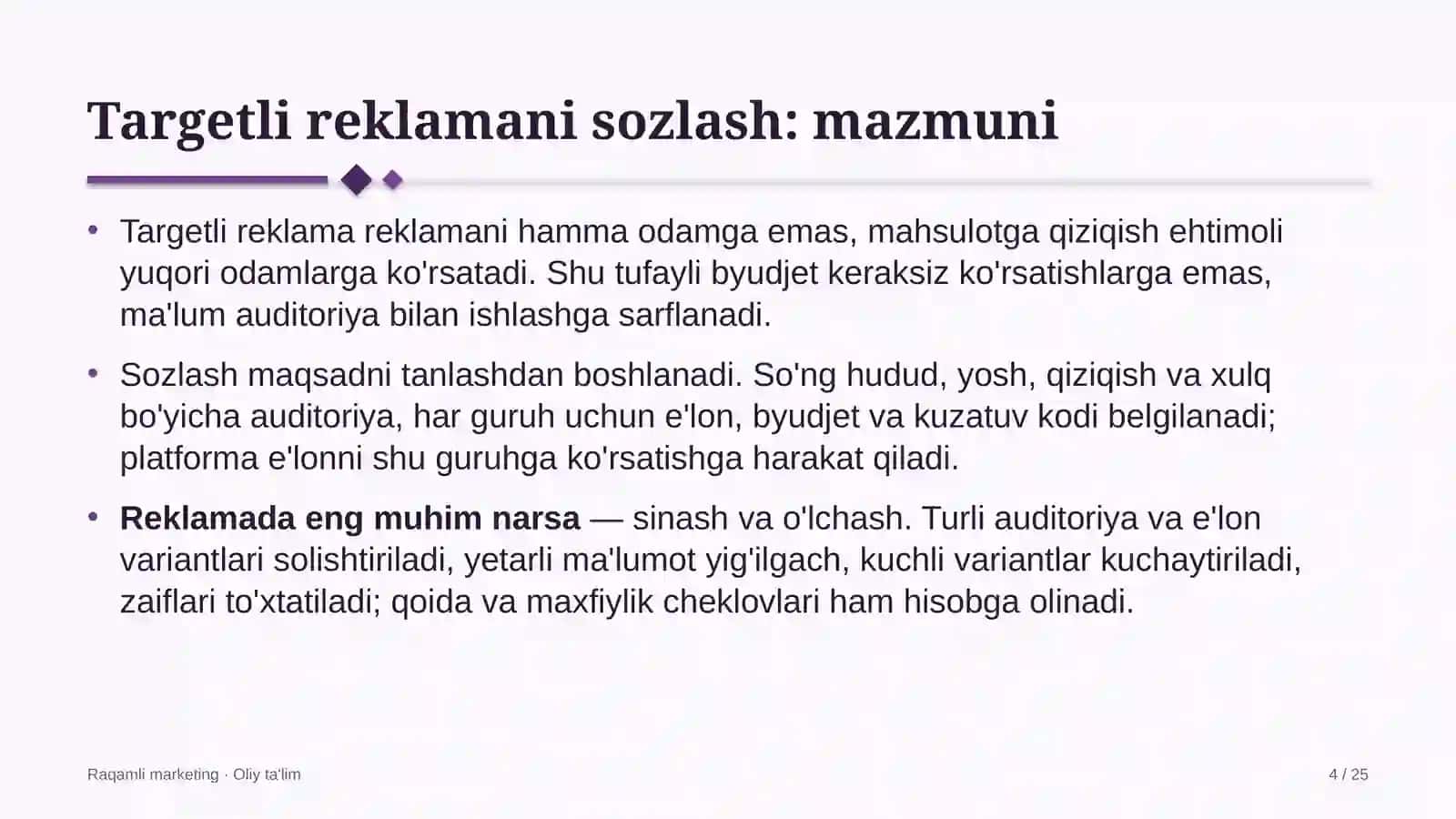 Doktoranturada targetli reklamani sozlash 4