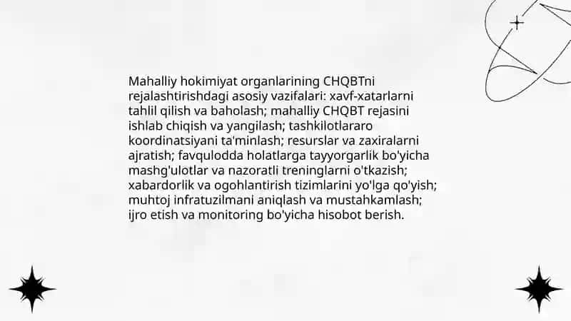 CHQBTni tashkil etish va amalga oshirish boʻyicha mahalliy ijro etuvchi hokimiyat organlari 4