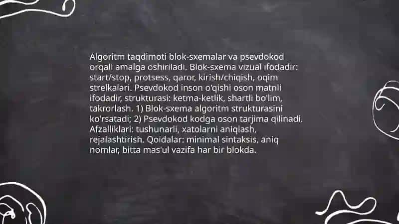 Algoritmlash va dasturlash asoslari 4