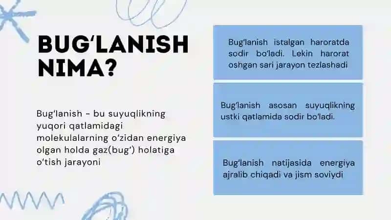 "Bug'lanish va kondensatsiya" slayd(taqdimot) 4