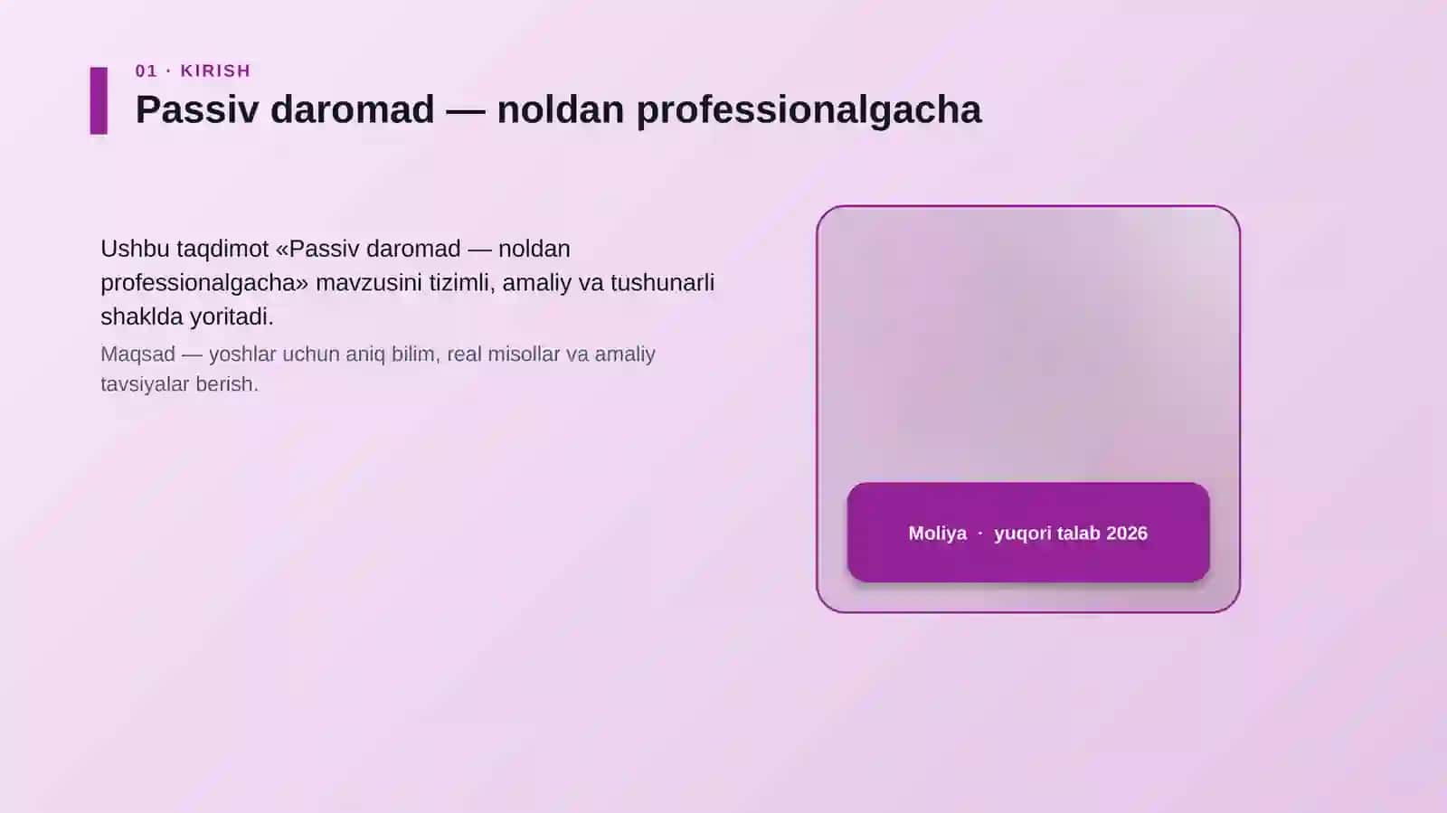 Passiv daromad — noldan professionalgacha 4