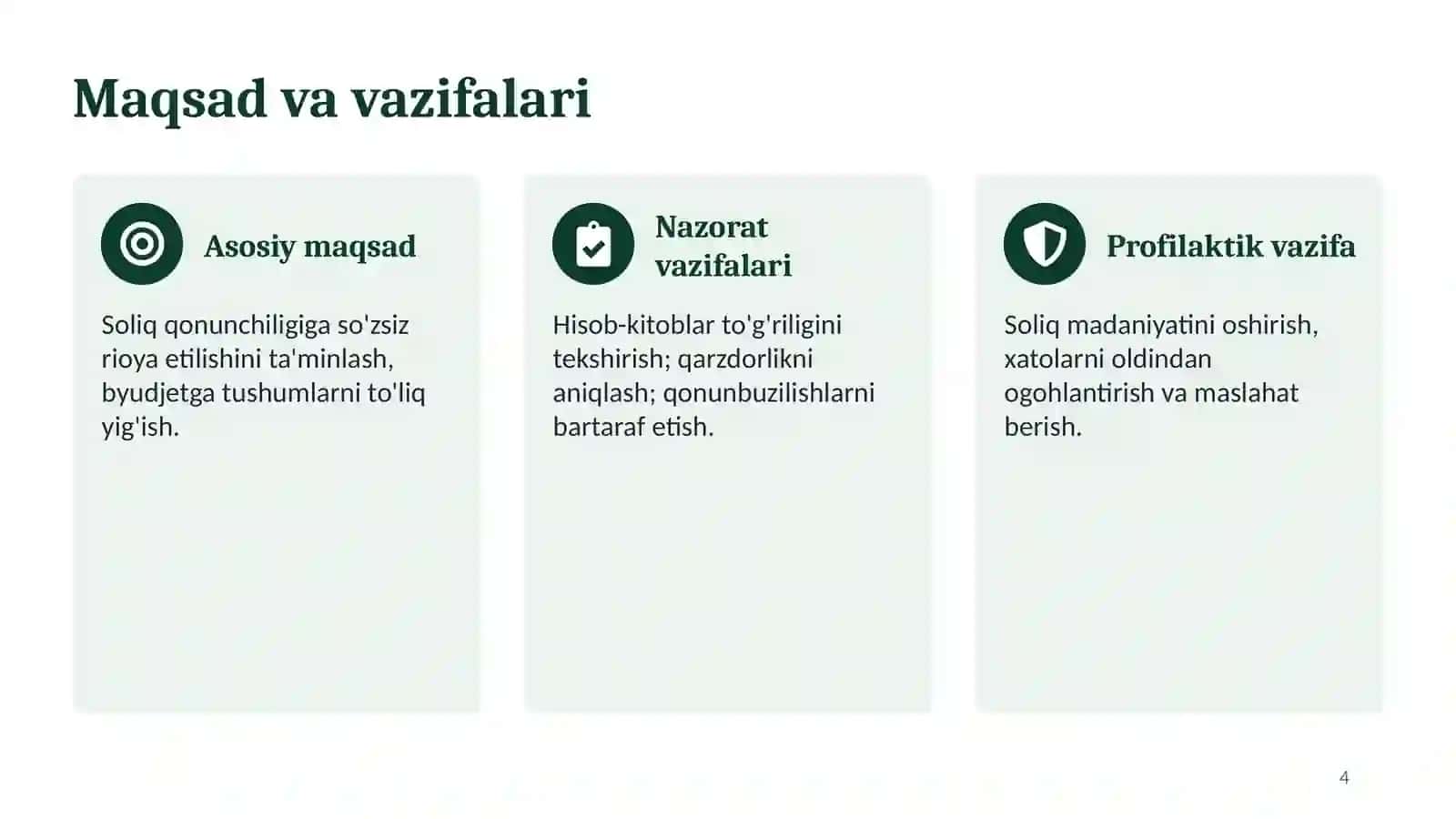 Soliq nazoratining shakllarini o'rganish, tahlil qilish 4