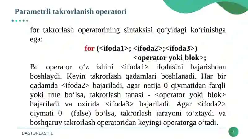 Takrorlanish operatorlari 4